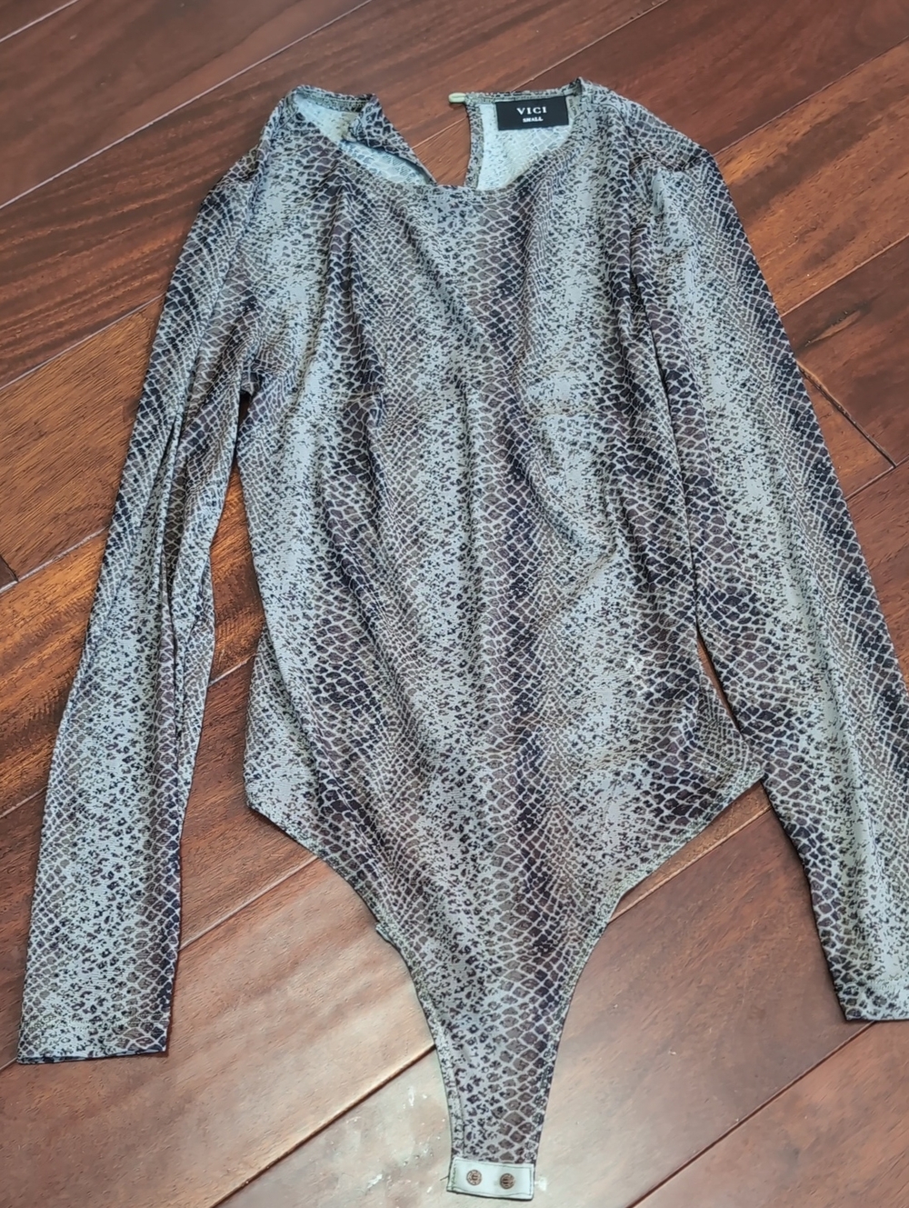 Vici Long-Sleeve Snakeskin Bodysuit